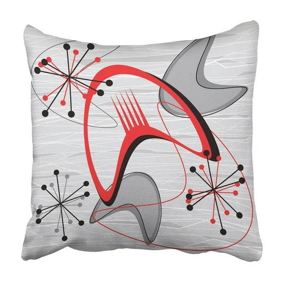 ARTJIA Black 1940S Mid Century Modern 1950 Style Vintage Retro Atomic Pattern Gray 1960S Star Pillowcase Cover 20x20 inch