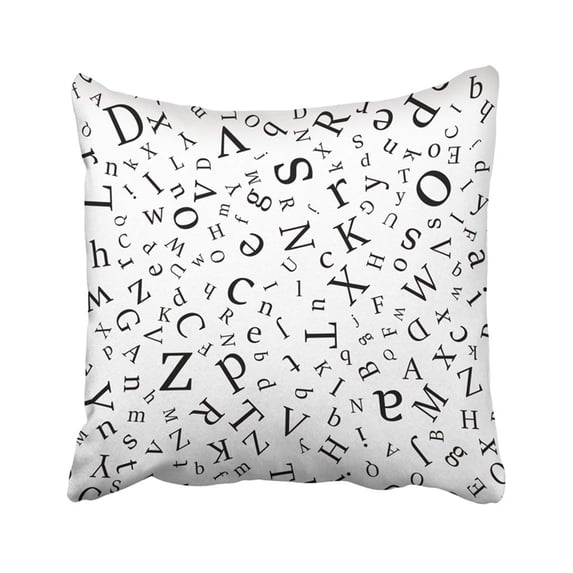 ARTJIA Black Abc With Letters Of The Alphabet In Random Order On White Suitable For Textiles Pillowcase Throw Pillow Cover 18x18 inches