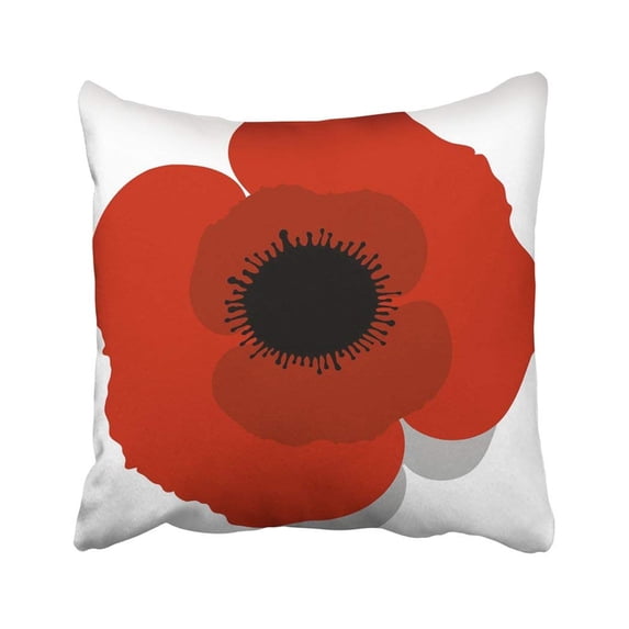 ARTJIA Black Flower Red Poppy Head Single Graphic Drawing Abstract Beauty Blossom Pillowcase Throw Pillow Cover Case 18x18 inches