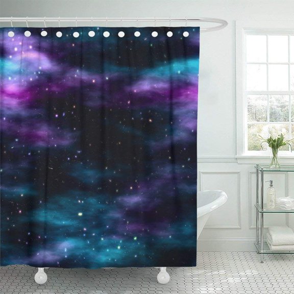 ARTJIA Black Galaxy Dark Space Nebula with Stars Blue Cosmic Sparkle Outer Abstract Astral Bright Cosmos Shower Curtain 60x72 inch
