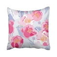 thumbnail image 1 of ARTJIA Blue Asian Floral Red And Pink Flowers And Leafs On Orange Rose Watercolor Abstract Circle Pillowcase Throw Pillow Cover 18x18 inches, 1 of 1