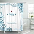 thumbnail image 1 of ARTJIA Border Happy Columbus Day With Nautical Colorful Anchor Wave America American Shower Curtain Polyester Bathroom Curtain 60x72 inches, 1 of 1