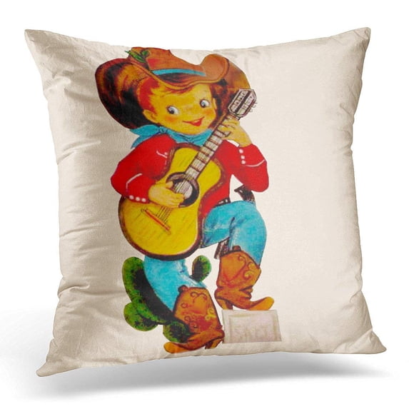 ARTJIA Buckaroo Singing Cowboy Guitar Western Wild West Longhorn Pillowcase Cushion Cover 18x18 inches