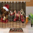 thumbnail image 1 of ARTJIA Christmas Child InTerest Taddy Bear wooden Background Shower Curtain 66x72 inches with Floor Doormat Bath Rugs 15.7x23.6 inches, 1 of 1