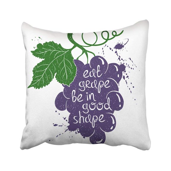 ARTJIA Colorful Grape Branch Silhouette On White With Creative Poetic Quote Inside Eat Be Pillowcase Throw Pillow Cover Case 16x16 inches