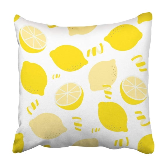 ARTJIA Colorful Silhouette Lemon Pattern On White Green Doodle Cartoon Abstract Outline Beauty Pillowcase 20x20 inch