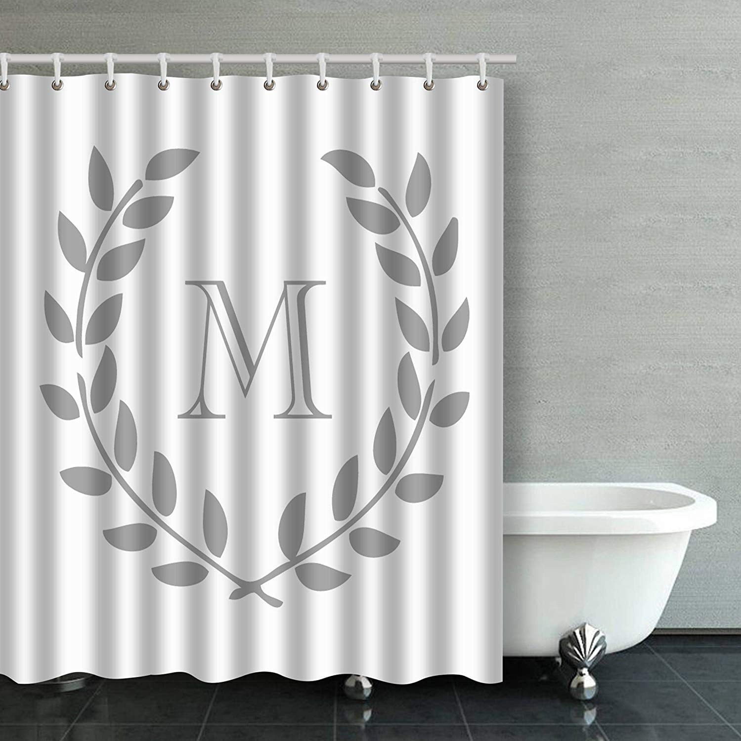 Artjia Decors Monogram Bathroom Shower Curtain 60x72 Inches Com