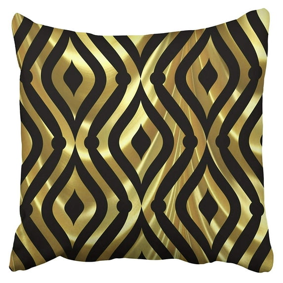 ARTJIA Elegant Black And Gold Geometric Pattern Pillowcase Cushion Cover 20x20 inch