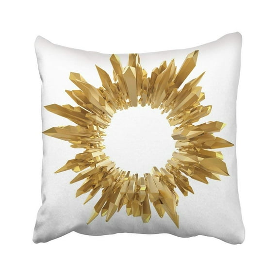 ARTJIA Flower 3D Abstract Gold Crystal Macro Round Design Polygon Golden Futuristic Christmas Pillowcase Throw Pillow Cover Case 18x18 inches