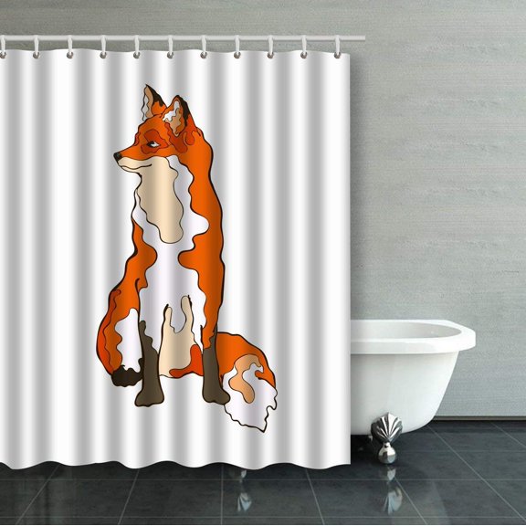 ARTJIA Fox Forest Animal Isolated Vector Object On White Background Shower Curtain Bathroom Curtain 60x72 inches