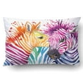 thumbnail image 1 of ARTJIA Funny rainbow zebra splash watercolor textured Pillowcase Throw Pillow Cover Case 20x30 inches, 1 of 2