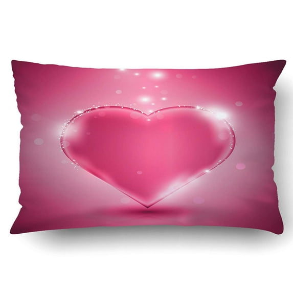 RYLABLUE Glossy Pink Heart On Pillowcase Pillow Cushion Cover 20x30 inch