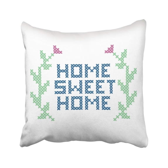 ARTJIA Green Embroidery Cross Stitch Sweet White Vintage Leaf Retro Spring Pillowcase 18x18 inch
