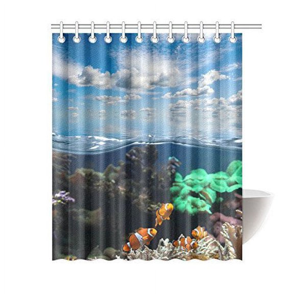 ARTJIA Group Of Fishes On The Sea With Waves And SkyShower Curtain Bathroom Decor 60x72 Inch