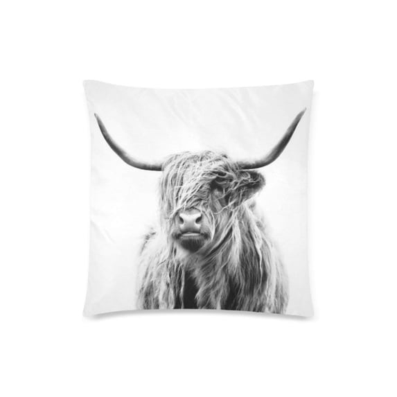 ARTJIA Highland Cow Deisign Cushion Cases Pillow Cover Two Sides Printing 18x18 Inches