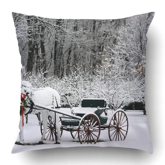 ARTJIA Holiday Winter Scene Pillowcase Pillow Cushion Cover 18x18 inch