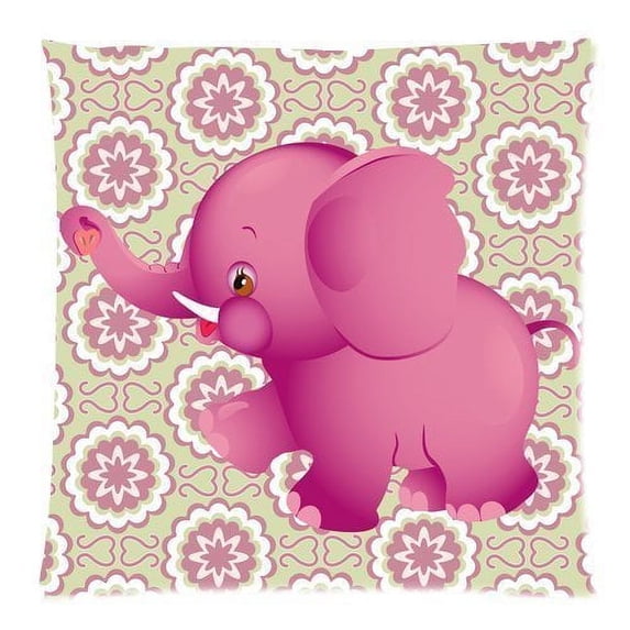 ARTJIA Home Decor Lovely Baby Elephants With Flower Zippered Throw Pillow Cover Cushion Case 18x18 inches Two Sides Printing