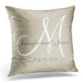 thumbnail image 1 of ARTJIA Letters Beige Linen Gray White Monogram Wedding Initials Pillowcase Cover 16x16 inch, 1 of 1
