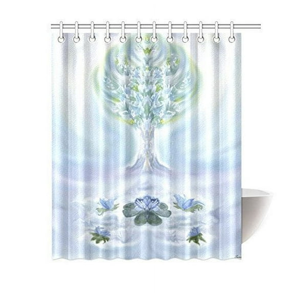 ARTJIA Lotus Bathroom Waterproof Fabric Shower Curtain 60x72 inches