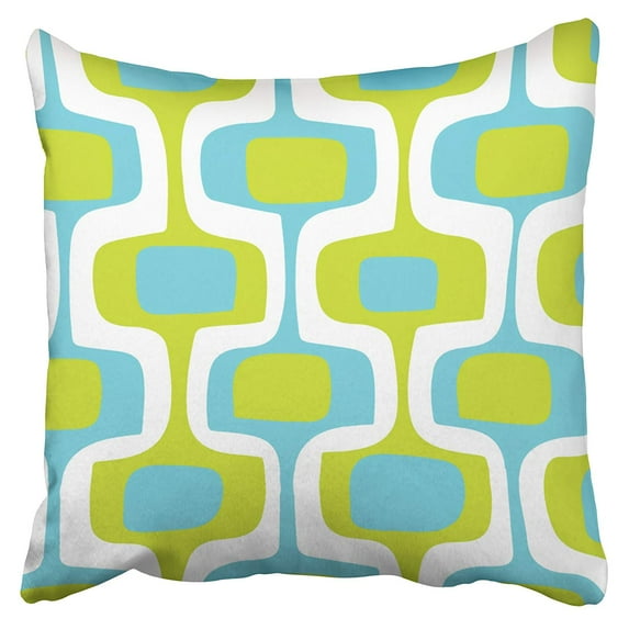 ARTJIA Mid Century Aqua And Chartreuse Retro Pattern Pillowcase Cushion Cover 20x20 inch