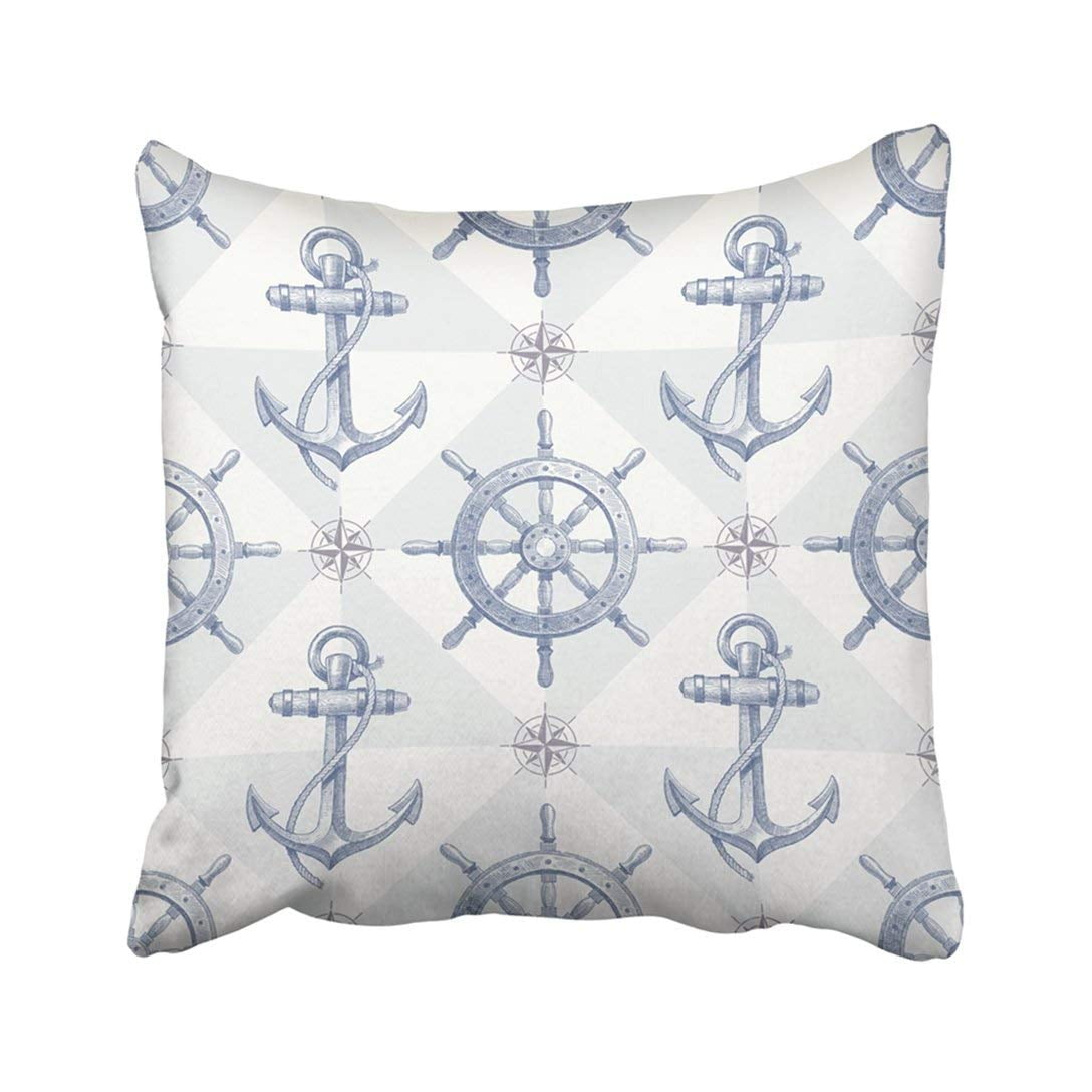 ARTJIA Navy Rope Nautical With Ship Steering Wheel And Anchor Sketch Wood Adventure Compass