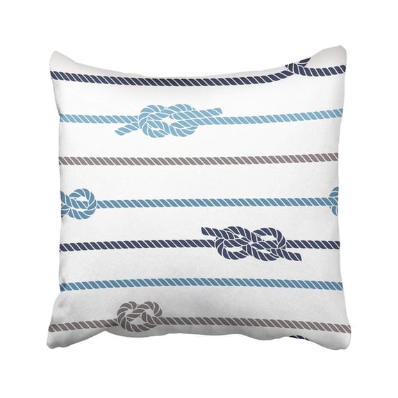 ARTJIA Navy Sailor Marine Pattern With Knots And Rope Sea With And Nautical Blue String Ship Boat Pillowcase Throw Pillow Cover Case 18x18 inches