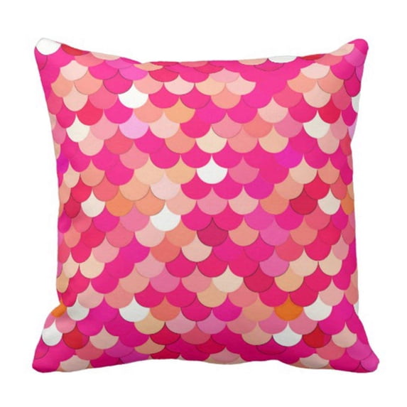 ARTJIA Orange Fish Mermaid Scales Coral Fuchsia Pink and Sea Pillowcase Cushion Cover 18x18 inches