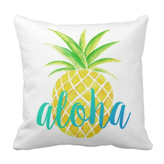 ARTJIA Pineapple Watercolor Aloha Tropical Turquoise Pillowcase Throw Pillow Cover 18x18 inches