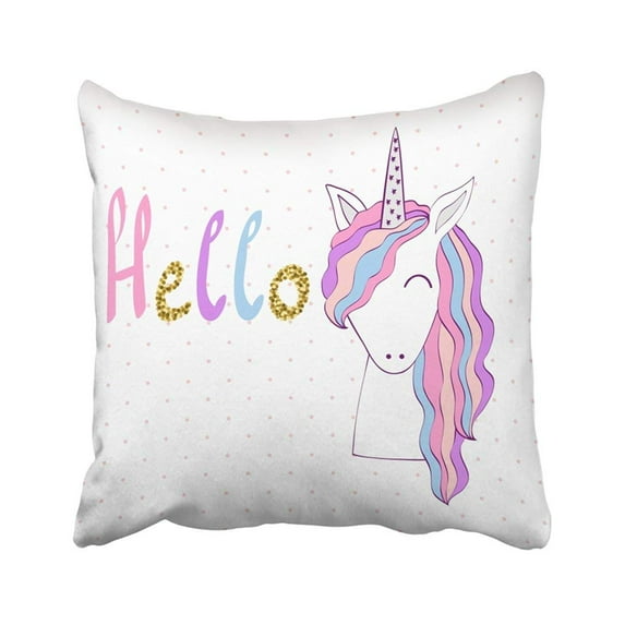 ARTJIA Pink Animal Magic Cute Unicorn White Baby Cartoon Child Color Drawn Dream Fairy Pillowcase Pillow Cover 20x20 inches