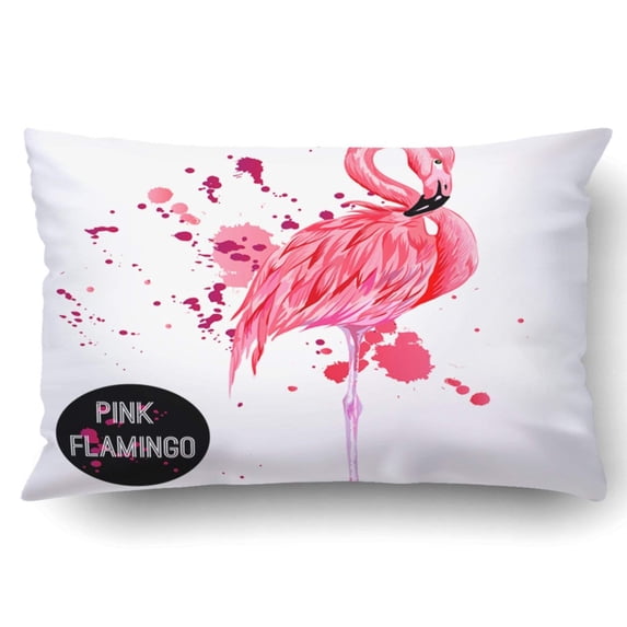 ARTJIA Pink flamingo watercolor splashes colorful paint Pillowcase Throw Pillow Cover Case 20x30 inches