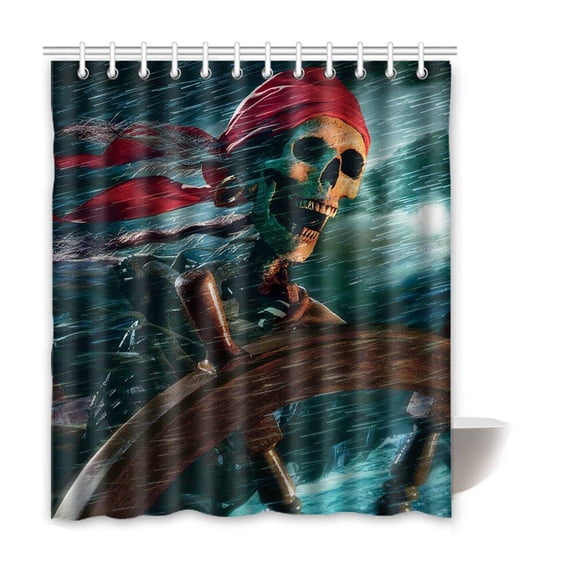 ARTJIA Pirate Waterproof Polyester Bathroom Shower Curtain 66x72 Inches