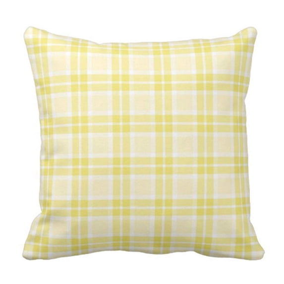 ARTJIA Plaid Yellow Check Usa Made Modern Machine Washable Pillowcase Cushion Cover 16x16 inches
