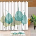 thumbnail image 1 of ARTJIA Plant Abstract Exaggeration Green And Blue Leaves Shower Curtain 66x72 inches with Floor Doormat Bath Rugs 15.7x23.6 inches, 1 of 1