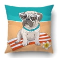 thumbnail image 1 of ARTJIA Puppy Pug in a glasses and with a flower Pillowcase Throw Pillow Cover Case 16x16 inches, 1 of 2