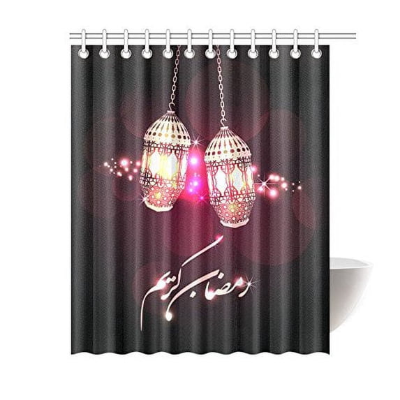 ARTJIA Ramadan Kareem Bathroom Waterproof Fabric Shower Curtain 66x72 inches