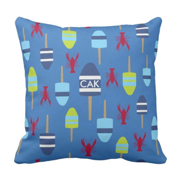 ARTJIA Red Ocean Nautical Buoy and Lobster Blue Maine Pillowcase Cover 16x16 inch