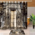 thumbnail image 1 of ARTJIA Stone Temple Decor Wooden Door to Traditional Style Shower Curtain 66x72 inches with Floor Doormat Bath Rugs 15.7x23.6 inches, 1 of 1
