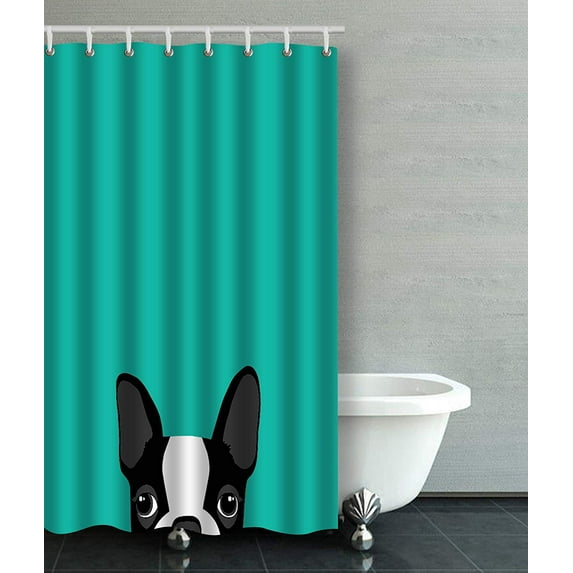 ARTJIA Stylish Boston Terrier Funny Pattern Bathroom Shower Curtain 36x72 inches