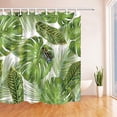 thumbnail image 1 of ARTJIA Tropical Hawaiian Exotic Plants Decor Little Frog on Monstera and Palm leaves Polyester Fabric Bath Curtain, Bathroom Shower Curtain 66x72 inches, 1 of 1