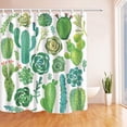 thumbnail image 1 of ARTJIA Tropical Plants Decor Watercolor Cactus Flowers Succulent in White Polyester Fabric Bathroom Shower Curtain 66x72 inches, 1 of 1