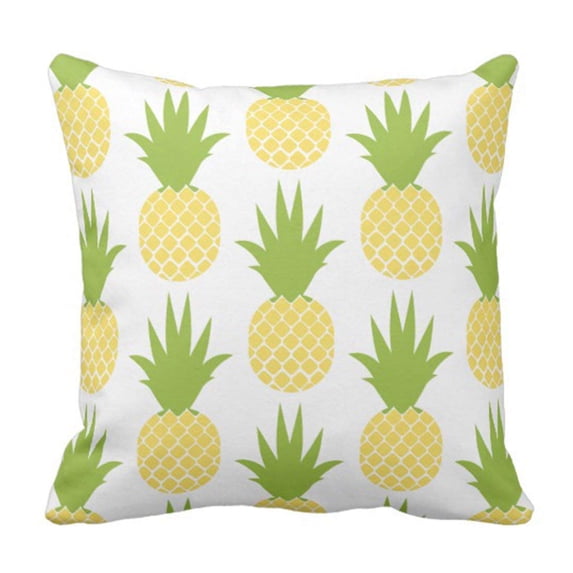ARTJIA Tropical Yellow Pineapple Hawaii Hawaiian Summer Beach Pool Pillowcase Cover 18x18 inch