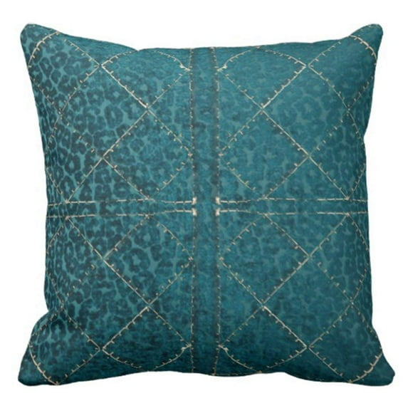 ARTJIA Vintage Western Turquoise and Gold Stitch Southwest Pillowcase Cushion Cover 16x16 inches