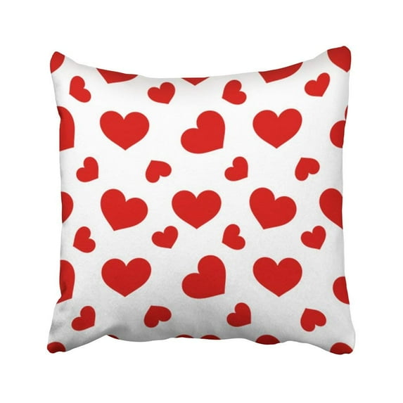 ARTJIA White Love Red Hearts Pattern Valentine Cute Abstract Day February Graphic Happy Pillowcase Cover 16x16 inch