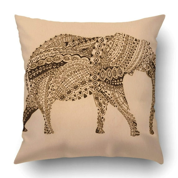 ARTJIA an elephant sepia toned African ornaments Pillowcase Throw Pillow Cover Case 20x20 inches
