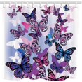 thumbnail image 1 of ARTJIA colorful Decor By Bright-Colored Purple And White Butterfly Domestic Or Hotel Polyester Fabric Bathroom Shower Curtain 66x72 inches, 1 of 1