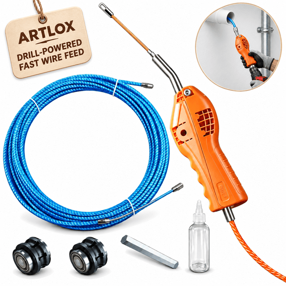 ARTLOX Drill-Powered Electrician Wire Threader & Cable Puller, 6mm Flexible Fish Tape Tool with Drill Adapter, 33–98 ft