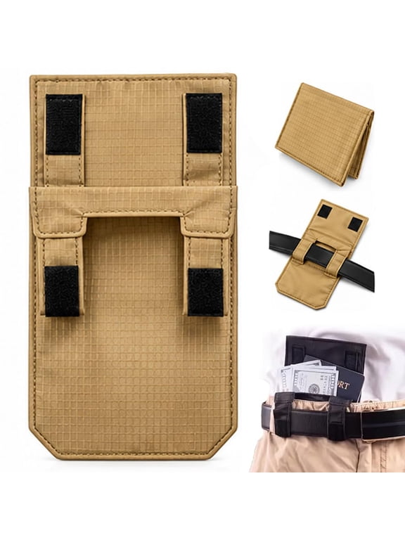 Hidden Belt Pouch, Hidden Anti-Theft Passport Pouch, 3-in-1 Nylon Travel Security Belt Wallet for Cash Cards Documents Passport Holder
