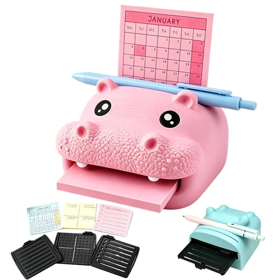 ARTLOX Sticky Notes Holder with Stencil, 3D Printed Animal Desk Organizer with Pen Rest, Frog, Seahorse or Highland Cow