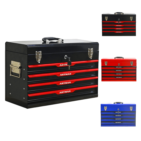 ARTMAN 20" Portable 4-Drawer Metal Tool Box with Drawers,Tool Storage Portable Case for Garage Workshop Repair Shop