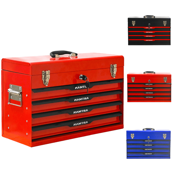 ARTMAN 20" Portable 4-Drawer Metal Tool Box with Drawers,Tool Storage Portable Case for Garage Workshop Repair Shop